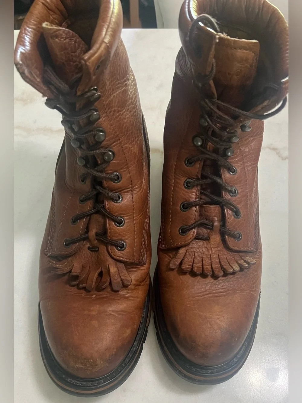 Vintage Rocky Ironclad Brown Leather Waterproof Workbooks Removable Kiltie M 12